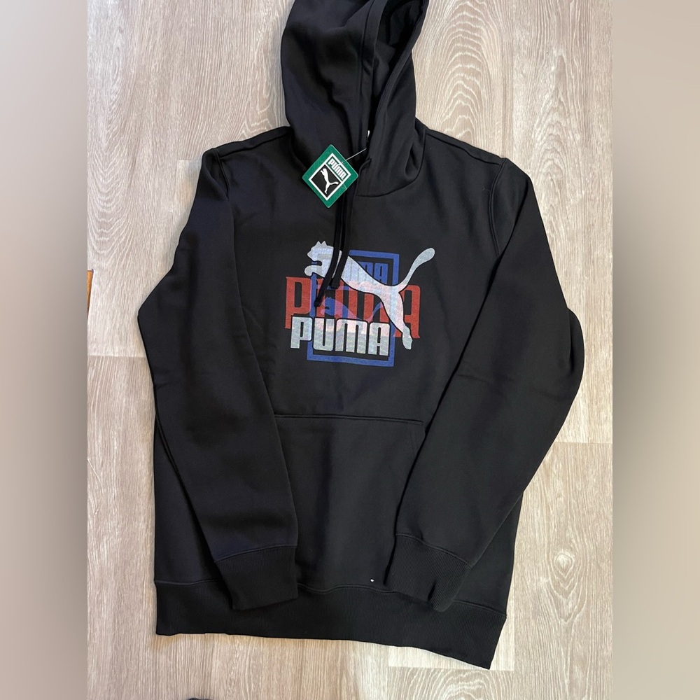 Puma Black Graphic Hoodie for Men
